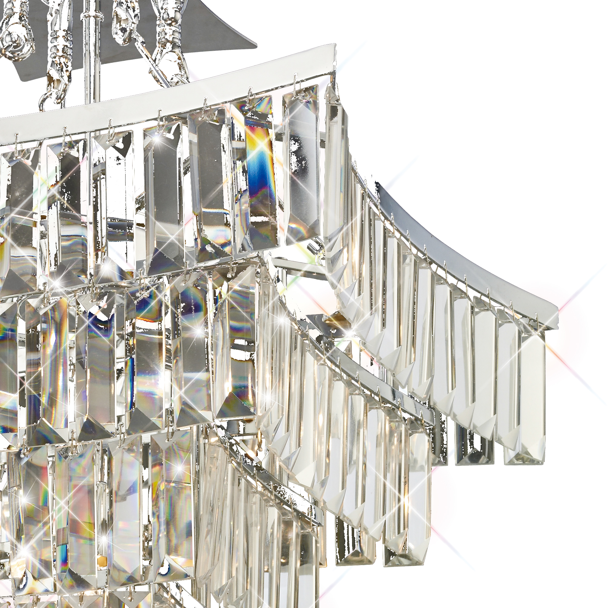 Gianni Crystal Ceiling Lights Diyas Ringed & Square Crystal Fittings